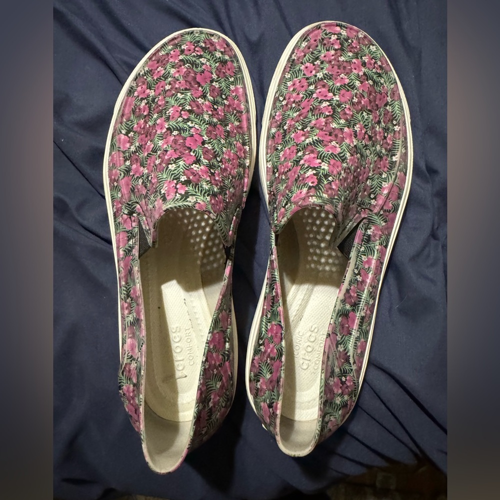 Crocs Citilane Roka Purple Floral Slip On Sneaker Size 11